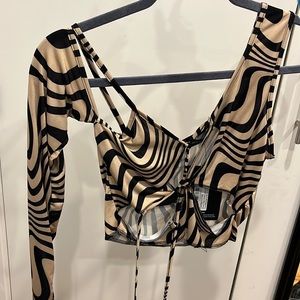 princess polly one shoulder long sleeve crop top